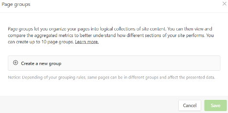 The Page groups dialog box